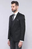 Düz Siyah Slim Fit Yelek Ceket Set - Wessi thumbnail 5