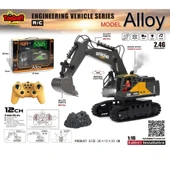 Full Fonksiyon Şarjlı 12 Kanal Duman Çıkaran Uzaktan Kumandalı Ekskavatör thumbnail 1