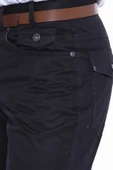 Süet Kapaklı Cepli Desensiz Siyah Erkek Pantolon  - Wessi thumbnail 2
