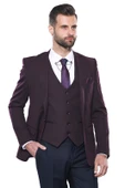 Düz Bordo Slim Fit Yelek Ceket Set | Wessi thumbnail 1