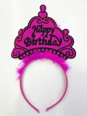 Happy Birthday Yazılı Neon Renk Taç 12 Adet thumbnail 2