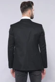 Düz Siyah Slim Fit Yelek Ceket Set - Wessi thumbnail 6