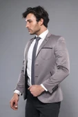 Yan Torba Cep Slim Fit Gri Ceket | Wessi thumbnail 4