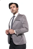 Yan Torba Cep Slim Fit Gri Ceket | Wessi thumbnail 1
