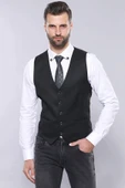 Düz Siyah Slim Fit Yelek Ceket Set - Wessi thumbnail 3