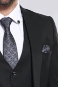 Düz Siyah Slim Fit Yelek Ceket Set - Wessi thumbnail 2