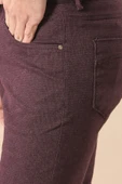 Dar Kesim Desenli 4 Cepli Pamuk Bordo Erkek Pantolon - Wessi thumbnail 2