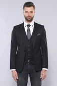 Düz Siyah Slim Fit Yelek Ceket Set - Wessi thumbnail 4
