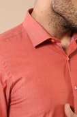 Desensiz Slim Fit Uzun Kollu Somon Rengi Erkek Gömlek - Wessi thumbnail 4