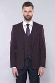 Düz Bordo Slim Fit Yelek Ceket Set | Wessi thumbnail 3