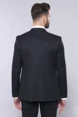 Düz Koyu Lacivert Slim Fit Ceket Yelek Set - Wessi thumbnail 6