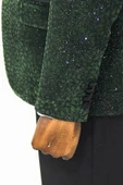 Işıltılı Çiçek Desenli Koyu Yeşil Erkek Smokin Ceket - Wessi thumbnail 7