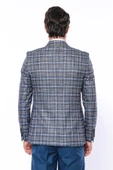 Ekose Slim Fit Tek Düğme Lacivert Erkek Ceket - Wessi thumbnail 7