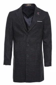 Geniş Sivri Yaka Ekose Antrasit Erkek Kısa Palto - Wessi thumbnail 1