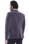 Kadife Slim Fit Gri Erkek Ceket - Wessi thumbnail 4