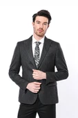 Sivri Yaka Tek Düğme Füme Slim Fit Ceket - Wessi thumbnail 1