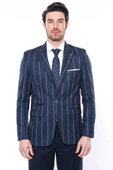 Çizgili Açık Slim Fit Lacivert Erkek Ceket - Wessi thumbnail 5