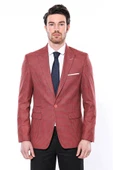 Kendinden Desenli Slim Fit Bordo Ceket - Wessi thumbnail 6
