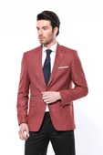 Kendinden Desenli Slim Fit Bordo Ceket - Wessi thumbnail 5