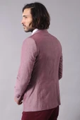 Yaka Ve Cep Ekose Garnili Bordo Ceket - Wessi thumbnail 5