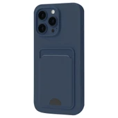 İphone 16 Pro Kılıf Kelvin Kartvizitli Silikon - Lacivert thumbnail 1