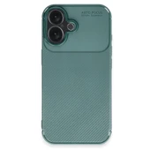 İphone 16 Plus Kılıf Auto Focus Karbon Kapak - Koyu Yeşil thumbnail 4