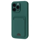 İphone 16 Pro Kılıf Kelvin Kartvizitli Silikon - Koyu Yeşil thumbnail 1