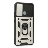 Realme C11 2021 Kılıf Pars Lens Yüzüklü Silikon - Gümüş thumbnail 3