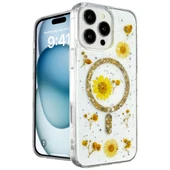 İphone 16 Pro Kılıf Daisy Simli Magsafe Kapak - Gold thumbnail 1