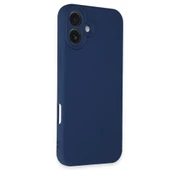 İphone 16 Plus Kılıf Nano İçi Kadife Silikon - Lacivert thumbnail 2