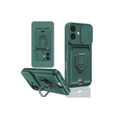 İphone 16 Kılıf Zuma Kartvizitli Yüzüklü Silikon - Yeşil thumbnail 1