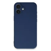 İphone 16 Plus Kılıf Nano İçi Kadife Silikon - Lacivert thumbnail 4