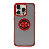 İphone 16 Pro Max Kılıf Montreal Yüzüklü Silikon Kapak - Kırmızı thumbnail 1