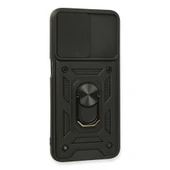 Oppo A16 Kılıf Pars Lens Yüzüklü Silikon - Siyah thumbnail 3