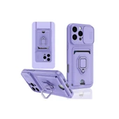 İphone 16 Pro Kılıf Zuma Kartvizitli Yüzüklü Silikon - Lila thumbnail 1
