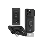 İphone 16 Pro Kılıf Zuma Kartvizitli Yüzüklü Silikon - Siyah thumbnail 1