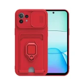 Xiaomi Mi 11 Lite Kılıf Zuma Kartvizitli Yüzüklü Silikon - Kırmızı thumbnail 1