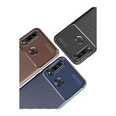 Huawei Y6p Kılıf Auto Focus Karbon Kapak - Kahverengi thumbnail 2