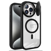 İphone 15 Pro Kılıf Teleskop Lens Magsafe Silikon Kapak - Siyah thumbnail 2