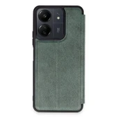 Xiaomi Redmi 13c Kılıf Flip Cover - Koyu Yeşil thumbnail 1