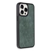 İphone 14 Pro Kılıf Aras Deri Kapak - Koyu Yeşil thumbnail 2