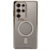 Samsung Galaxy S24 Ultra Kılıf Joke Simli Magneticsafe Kılıf - Gold thumbnail 2