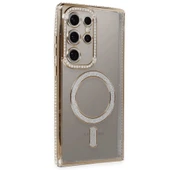 Samsung Galaxy S24 Ultra Kılıf Joke Simli Magneticsafe Kılıf - Gold thumbnail 1