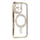 İphone 16 Kılıf Joke Simli Magneticsafe Kılıf - Gold thumbnail 3