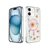 İphone 12 Kılıf Daisy Simli Magsafe Kapak - Pembe thumbnail 1