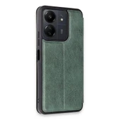 Xiaomi Redmi 13c Kılıf Flip Cover - Koyu Yeşil thumbnail 2