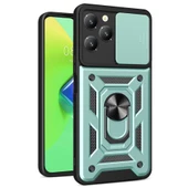 İnfinix Hot 40 Pro Kılıf Pars Lens Yüzüklü Silikon - Yeşil thumbnail 1