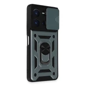 Vivo Y36 Kılıf Pars Lens Yüzüklü Silikon - Yeşil thumbnail 1