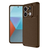 Xiaomi Redmi Note 13 Pro 4g Kılıf Auto Focus Karbon Kapak - Kahverengi thumbnail 1