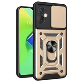 İnfinix Hot 30 4g Kılıf Pars Lens Yüzüklü Silikon - Gold thumbnail 1